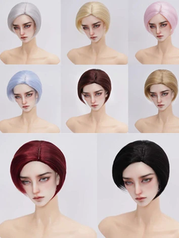 BJD ドール用ウィッグ ショート髪 柔らかい糸 シルバー/ゴールド/ピンク/ライトブルー/ライトブラウン/レッド/ブラック YOSD/MSD/小顔SD/SDサイズ人形用