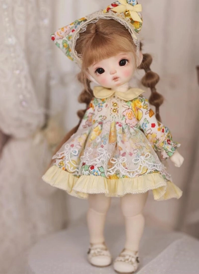 ドール用服 ドレス イエロー 女の子用 YOSDサイズ人形用 BJD