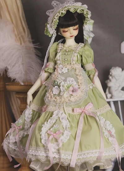 ドール用服 ドレス グリーン 【緑野花嫁】 女の子用 MSD/YOSDサイズ人形用 球体関節人形 BJD