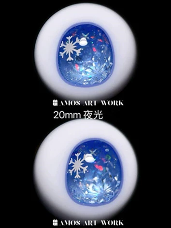残り1ペアのみ ドール用アイ 雪花 レジンアイ 夜光 樹脂アイ ブルー 7/20mmサイズ BJD DOLL