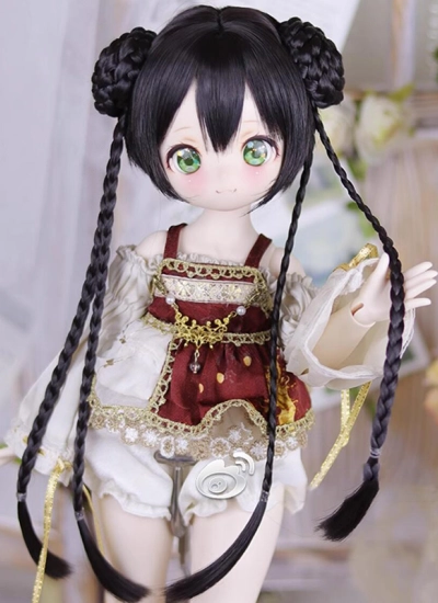 ドール用ウィッグ 団子 SDサイズ ゴールド ブラック ブラウン ホワイト ピンク ワインレッド ブルー ライトゴールド 球体関節人形用 BJDDOLL