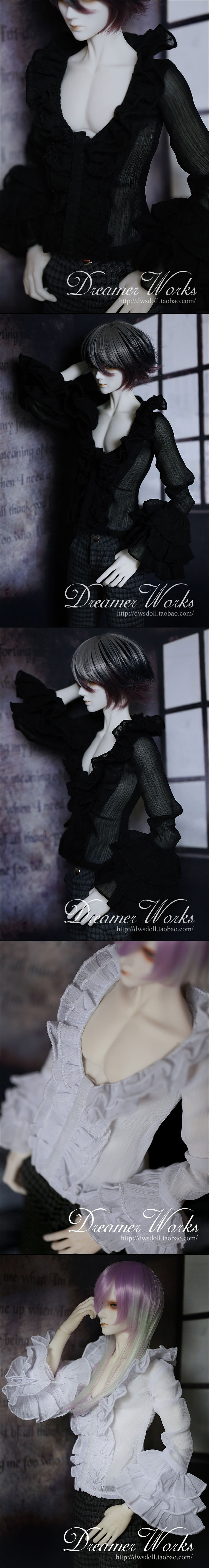 BJD Clothes White/Black Shirt Boy for 70cm/SD/MSD Ball-jointed Doll