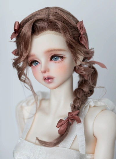 ドール用ウィッグ  モヘアウィッグ 編みウィッグ ブラウン ベージュ 女の子用 SDサイズ人形用 BJD用 zp