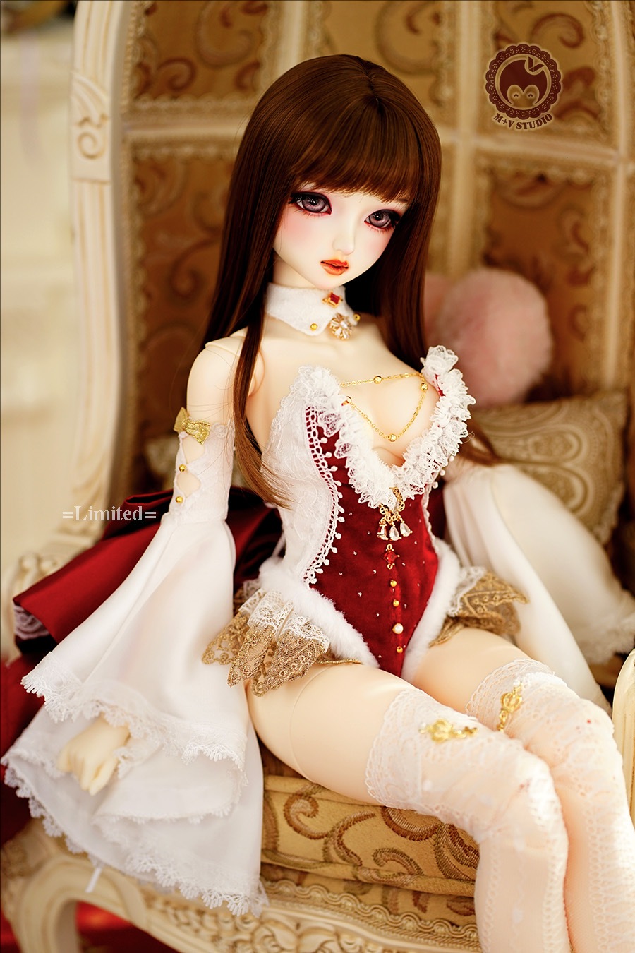 BJD用 球体関節人形用衣装 ワンピース レッド 洋服 高品質 復古 BJD用 球体関節人形用衣装 ワンピース レッド 洋服 高品質 復古