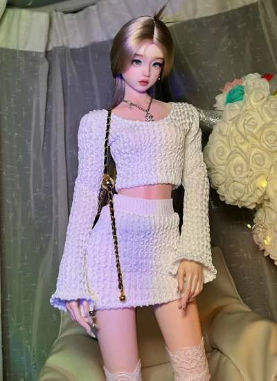 ドール用服 スカート＋トップス 2点セット ホワイト SD/MSDサイズ用 女の子用 球体関節人形 BJDDOLL 【丹丹手作】