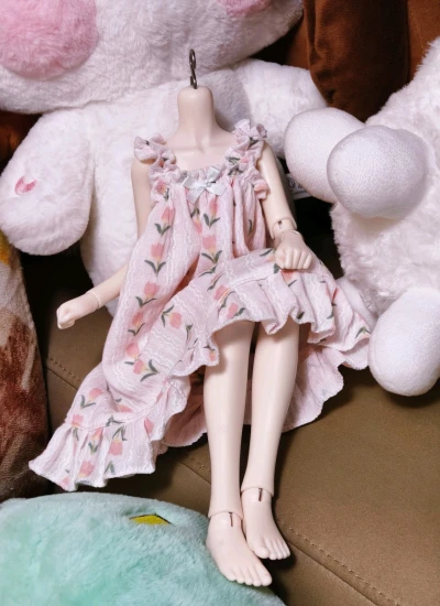 BJD Clothes Cute Ruffle Hem Sleep Dress for 1/4 1/3 Size Ball Jointed Doll