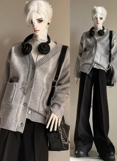 ドール用服 カディガン セーター ブラック ホワイト ブルー グレー  ロング/ショート SOOMID75サイズ人形用 球体関節人形用 BJDDOLL