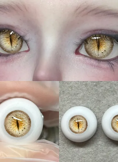 即納ドール用アイ 石膏アイ ゴールド 14mmサイズ BJD用 【没有兔猫】