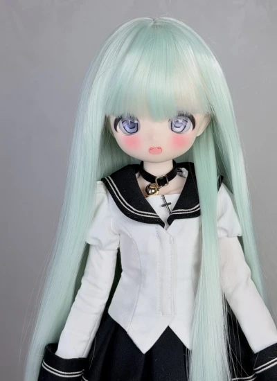 ドール用ウィッグ ロング ストレート 高温糸 ミントグリーン SDサイズ人形用 BJD用