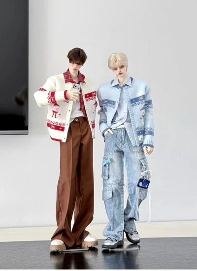 BJD Christmas Series Clothes Boy Blue Red Sweater for ID75/yc77/am77 Size Ball Jointed Doll