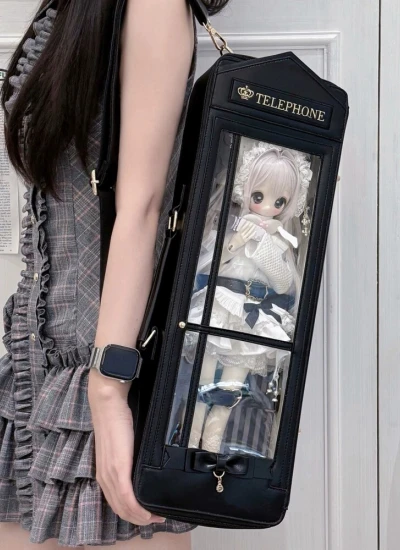 即納 ドール外出バッグ 「電話ボックス Telephone」 ホワイト ブラック パープル レッド MSDサイズ人形用 球体関節人形用 BJDDOLL