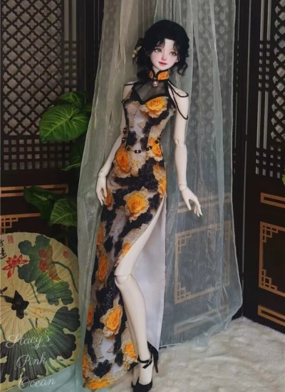 BJD Clothes [Mountain Shower] Cheongsam Dress for 1/4 1/3 65cm Size Ball Jointed Doll