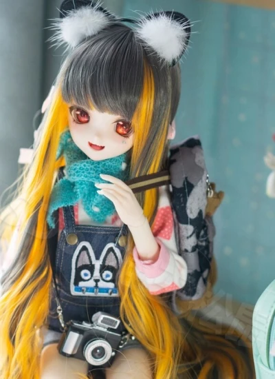 ドール用ウィッグ ロングパーマ  ゴールド 女の子 YOSD/MSD/SDサイズ 球体関節人形用 BJD用