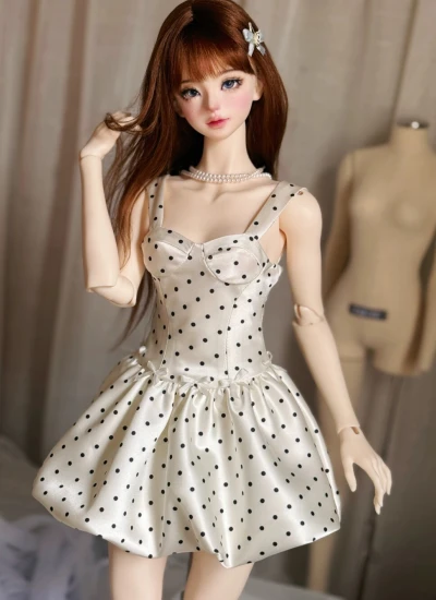 ドール服 ワンピース ドット SDサイズ 女の子用 球体関節人形用 BJD用