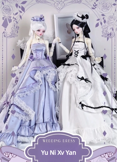 BJDドール用服 ウェディングドレス【予你序言】WEDDING DRESS ホワイト/パープル MSDサイズ人形用 女の子用