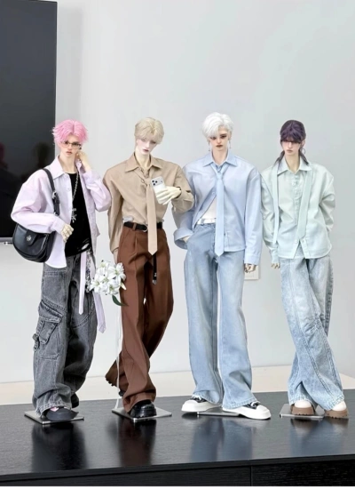 ドール用服 シャツ ブラック ホワイト ブルー グレー ブラウン ピンク グリーン  男の子用 73/75/77サイズ人形用 球体関節人形用 BJD用