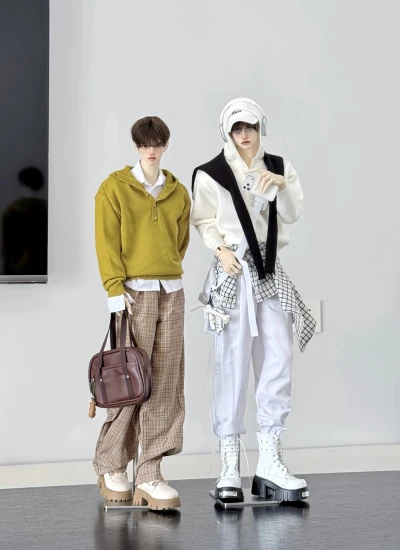 ドール用服  セーター 男の子用 73/75/MSD/マッスルMSDサイズ人形用 ブラック ホワイト グレー イエロー 球体関節人形用 BJD用