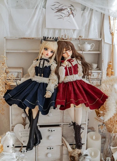 ドール用服 Delirium2.0 巴洛克 洋服セット ドレス ブラック ベージュ ワインレッド ダークブルー MSD/SDサイズ 女の子用  球体関節人形用 BJD用