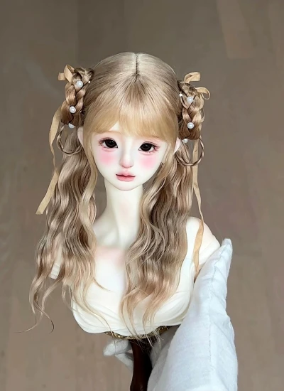 ドール用ウィッグ ロシアモヘア ライトゴールド/ブラウンゴールド SD/小顔SD/MSD/YOSDサイズ人形用 BJD