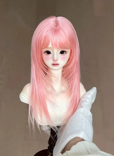 BJD Wig Long Pink High Layers Hair for 1/6 1/4 1/3 Ball-jointed Doll