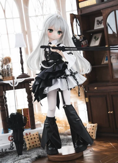 BJDドール用服 洋服セット 【小特工-潜行指令】ブラック ホワイト MDD/MSDサイズ人形用 女の子用
