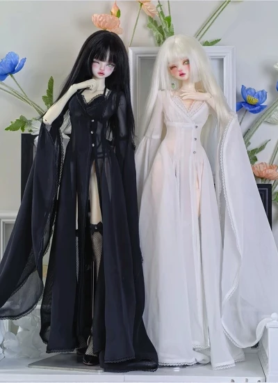 BJDドール用服 ドレス パジャマ 【不眠夜】ブラック ホワイト MSDサイズ人形用 女の子用