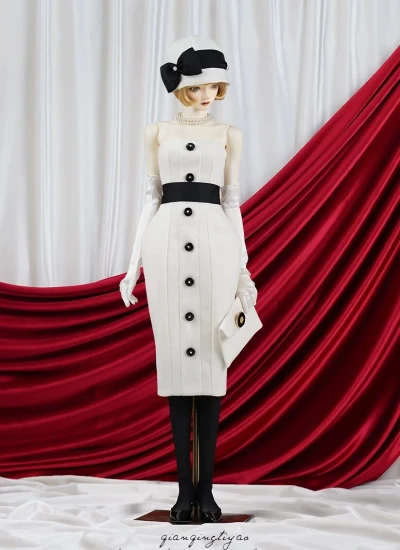 ドール用服 洋服セット ヘップバーンスタイル ホワイト  MSD/SDGR/SD/SD16/FL65/SD17/POPO68/69cmサイズ用 BJD用