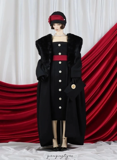 ドール用服 洋服セット ヘップバーンスタイル ブラック  MSD/SDGR/SD/SD16/FL65/SD17/POPO68/69cmサイズ用 BJD用