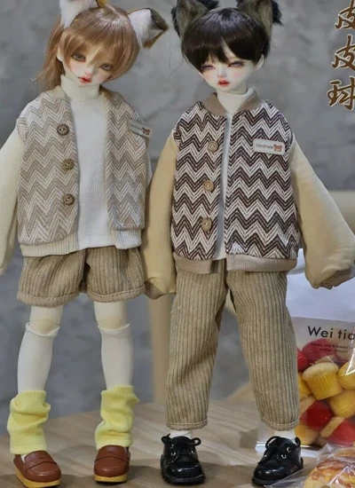 ドール用服 衣装セット イェロー ベージュ MSD 男の子用 女の子用 球体関節人形用 BJD用