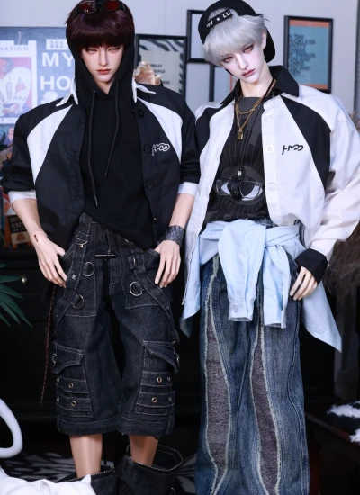 ドール用服 ジャケット ブラック ホワイト  ID75サイズ 球体関節人形用 BJDDOLL【HMDD黑猫弟弟】