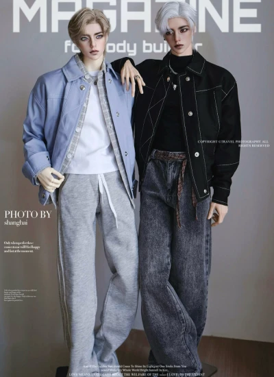 ドール用服 シャツ ジャケット ブラック ブルー グレー グリーン 75-77サイズ通用 男の子用 球体関節人形 BJDDOLL