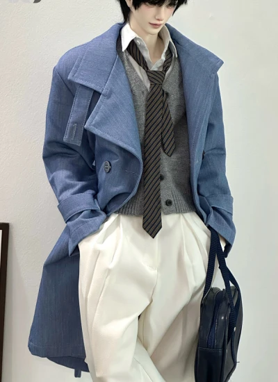 ドール用服 トレンチコート ブルー ブラック ベージュ 75-77サイズ通用 男の子用 球体関節人形 BJDDOLL