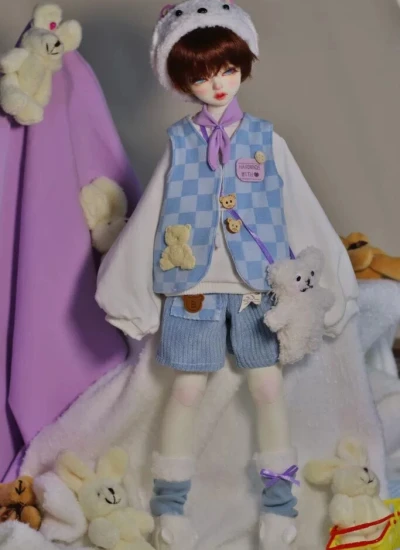 ドール用服 ブルー熊ベストセットアップ YOSD/1/5/MSD/SDサイズ 男の子用 女の子用 球体関節人形用 BJD用