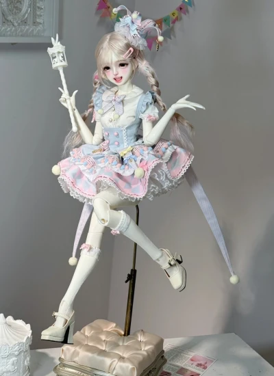 【期間限定】ドール用服 洋服 ブルー+ピンク 女の子用 MDD/MSD/大MSDサイズ用 BJD用《童话嘉年华》