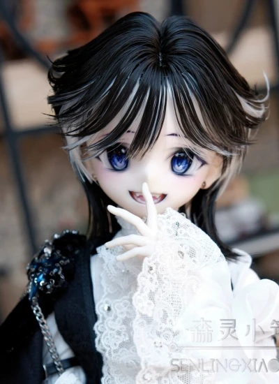 ドール用ウィッグ ショート スタイルあり ツートンカラー  ブラック YOSD/MSD/小顔SD/SDサイズ 男の子用 球体関節人形用