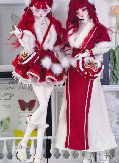 BJDドール用服 新年服 春節服 レッド  MSDサイズ人形用 女の子用