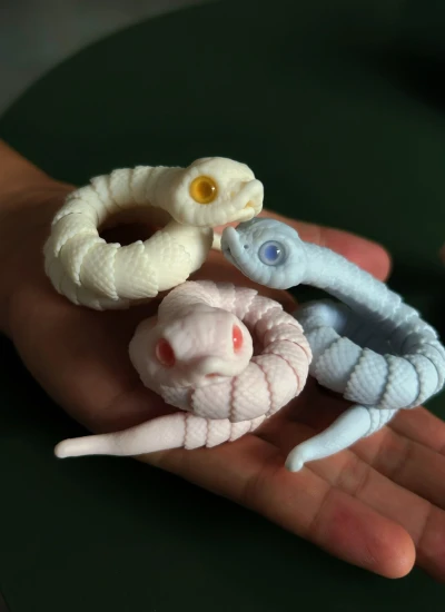 ドール用ペット mini蛇 ｢掌中の愛玩・ブタハナヘビ｣ 24.5cm/25.5cm 3Dプリント＋レジン ピンク/ホワイト/ブルー 球体関節人形 BJD DOLL 【游吟童画】
