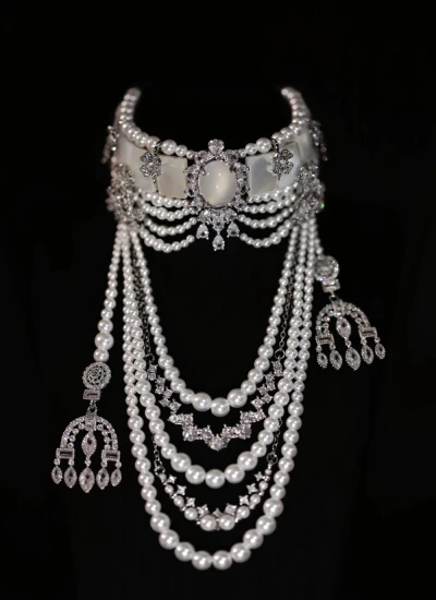 ドール用ネックレス パール  ジルコニア ホワイト 飾り物 SD/70/75人形用 BJD用