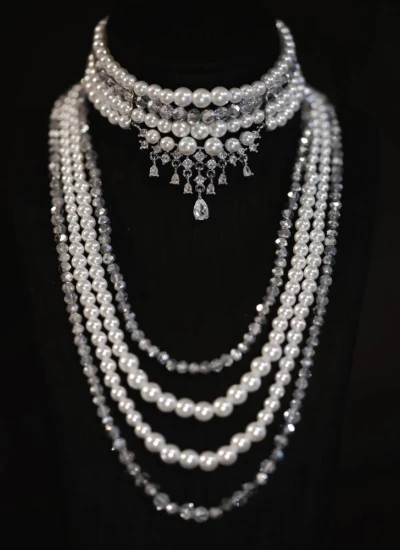 ドール用ネックレス パール  ジルコニア ホワイト 飾り物 SD/70/75人形用 BJD用