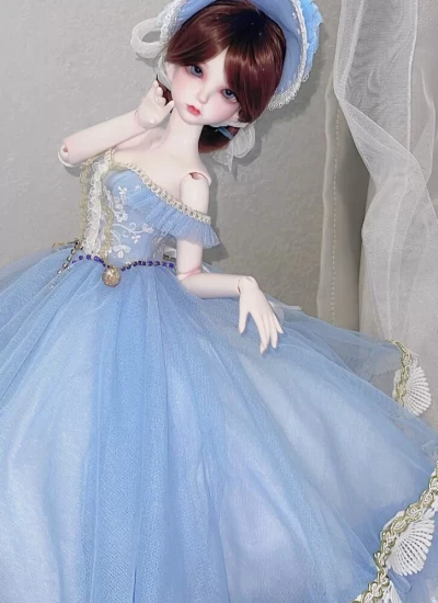 ドール服 ドレス ブルー ホワイト MSD/SD/SD16サイズ 女の子用 球体関節人形用 BJD用