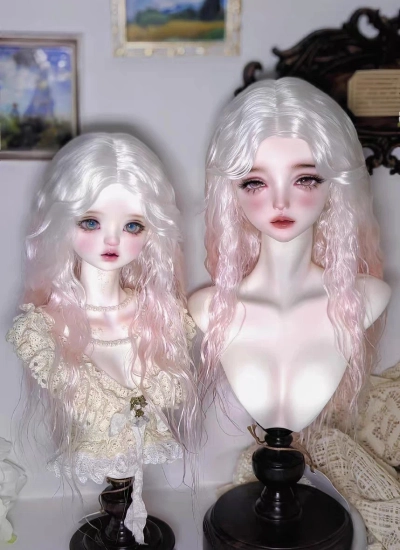 ドール用ウィッグ モヘア パーマ ピンク ワインレッド MSD/小顔SD/SDサイズ人形用 BJD用