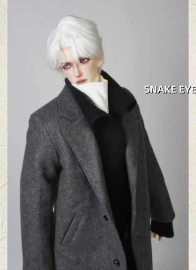 ドール用服 ロンコート グレー  ブラック 75cm/AM77サイズ人形用