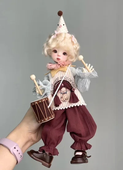 BJDドール用服 【サーカス】 ブルー*ブラウン 通常YOSDサイズ人形用 xiaxia手作り