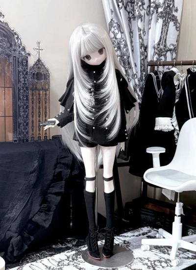 ドール用ウィッグ ロング 前髪 スタイリングあり ライトブルー/シルバー/グリーン/ゴールド/ピンク/ライトパープル SDサイズ用 球体関節人形用 BJD用