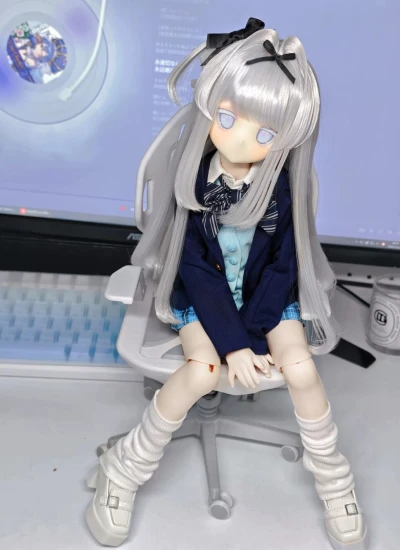 ドール用ウィッグ グレー 前髪 スタイリングあり SD/小顔SD/MSDサイズ用 球体関節人形用 BJD用