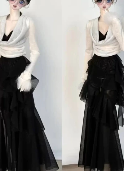 ドール用服 ブラック ズボン 女の子用 SDサイズ BJD用 球体関節人形用