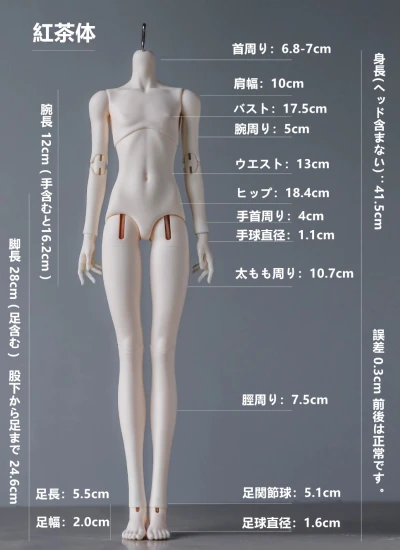 ドール用ボディ【紅茶体】少年 男 素体 41.5cm 1/4サイズ 球体関節人形用 BJD用