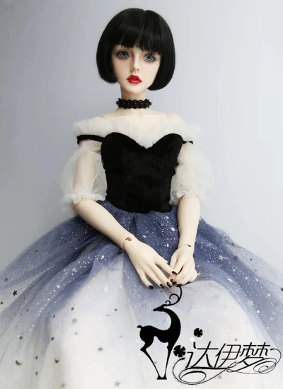 ドール用服  ドレス ブラック 女の子用 MSD/SD/SD16サイズ 球体関節人形用 BJD用