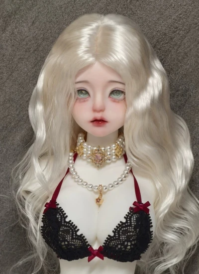 ドール用ウィッグ ロングヘアー パーマ スタイリングなし 中分/前髪 モヘア YOSD/MSD/SDサイズ 女の子用  球体関節人形用 BJD用