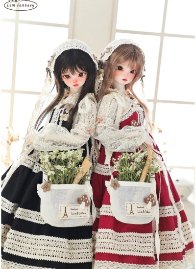 ドール用ドレス 洋服セット「林間拾夢」MSDサイズ人形用 ブラック グリーン ワインレッド  女の子用 球体関節人形用 BJDDOLL